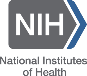 A green and blue logo for the national institutes of health.